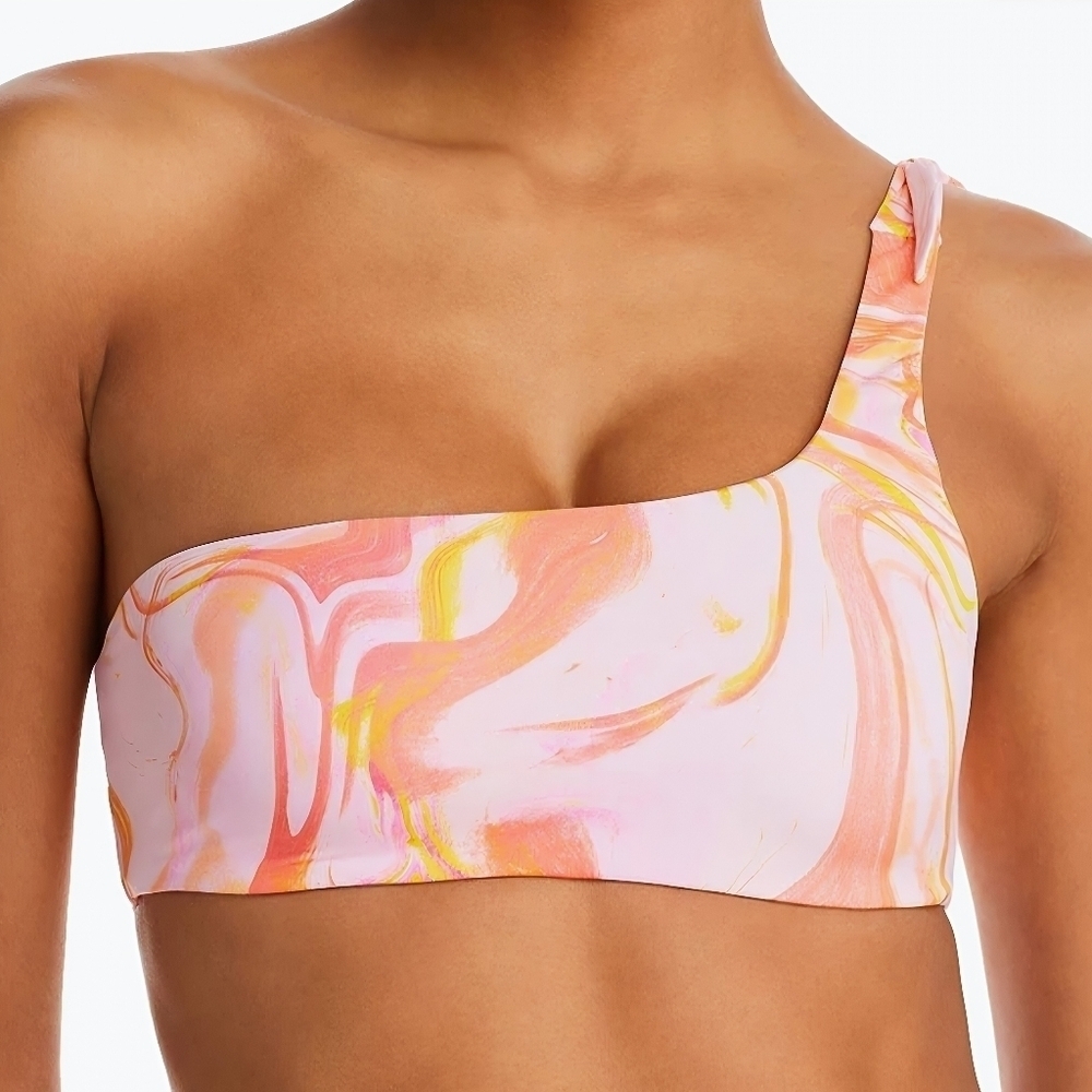 Women's Aqua Swim Bikini Top, Size L, Pink Orange